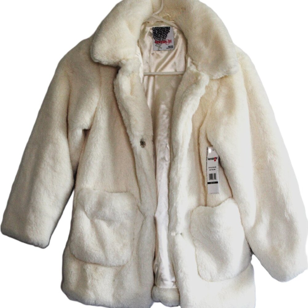 Kensi Girl Faux Fur Jacket Cream Size 10/12 NWT
